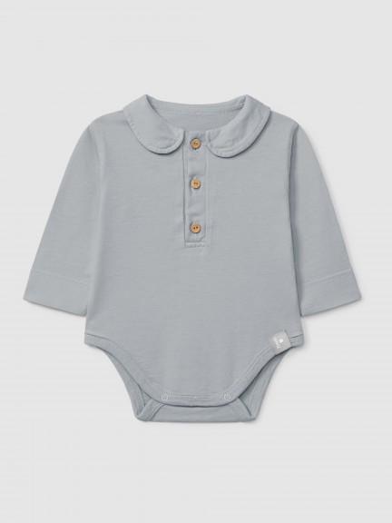 Body liso con cuello peter-pan en algodón orgánico Body liso con cuello peter-pan en algodón orgánico