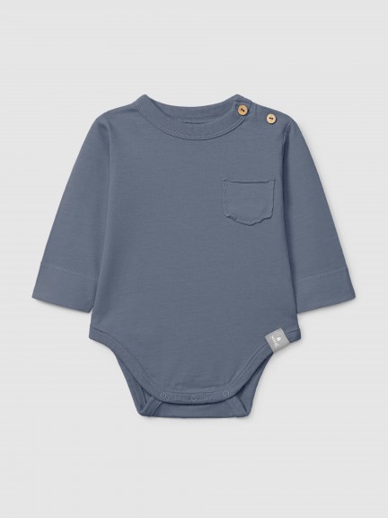 Body sin cuello con bolsillo en algodón orgánico Body sin cuello con bolsillo en algodón orgánico