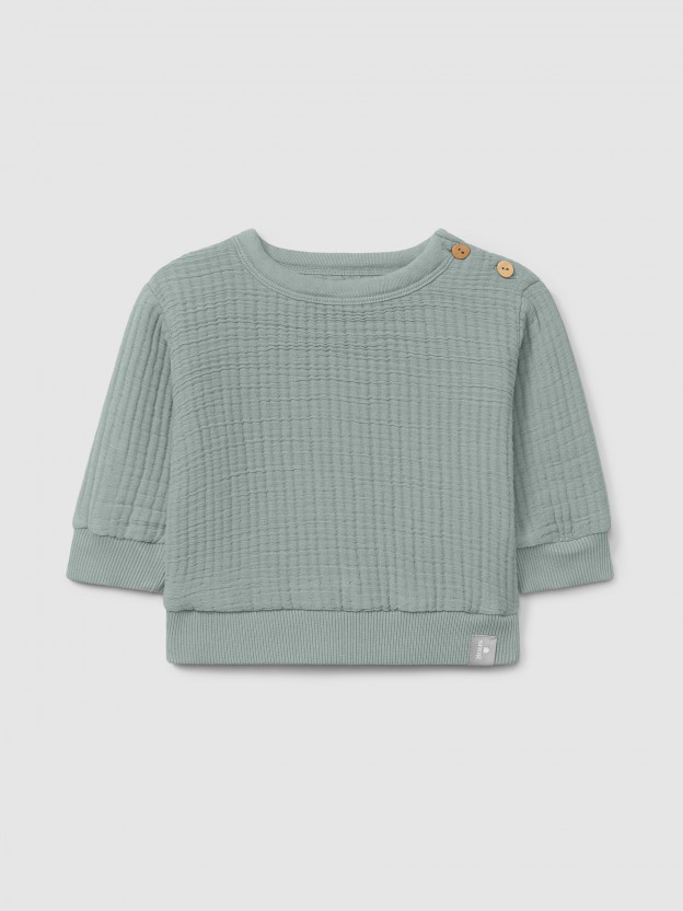 Sweatshirt en gaze double avec remplissage en coton Sweatshirt en gaze double avec remplissage en coton