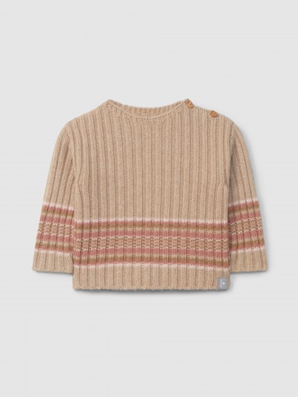 Pull tricoté avec barre à rayures Pull tricoté avec barre à rayures