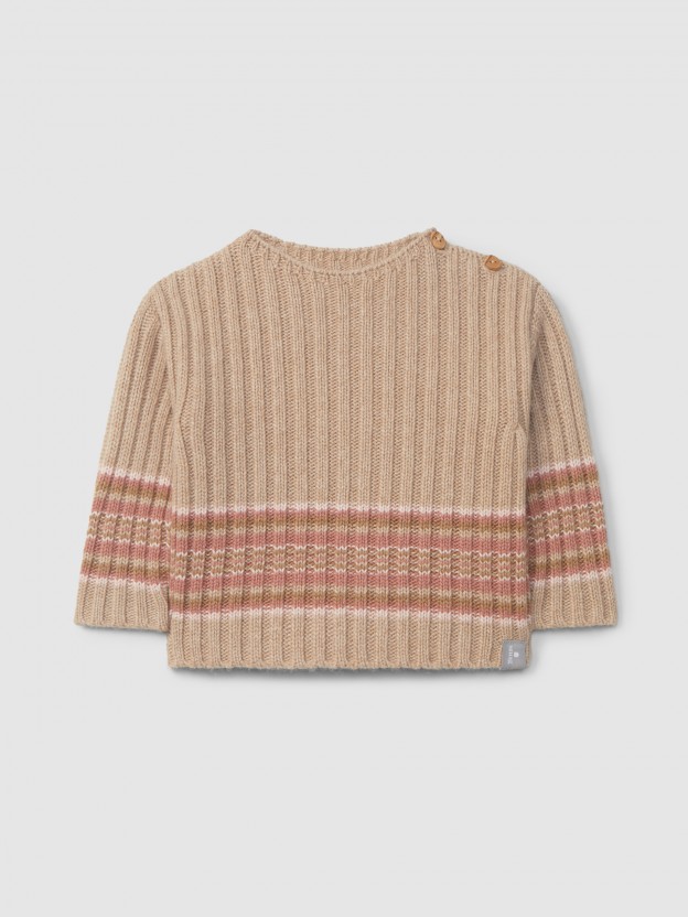 Pull tricoté avec barre à rayures Pull tricoté avec barre à rayures