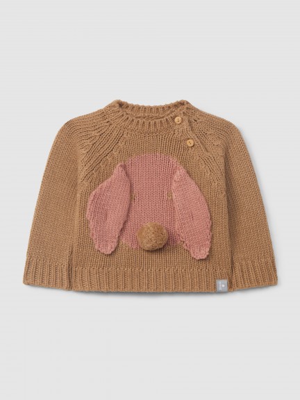 Pull tricoté chien en jacquard avec détails en relief Pull tricoté chien en jacquard avec détails en relief