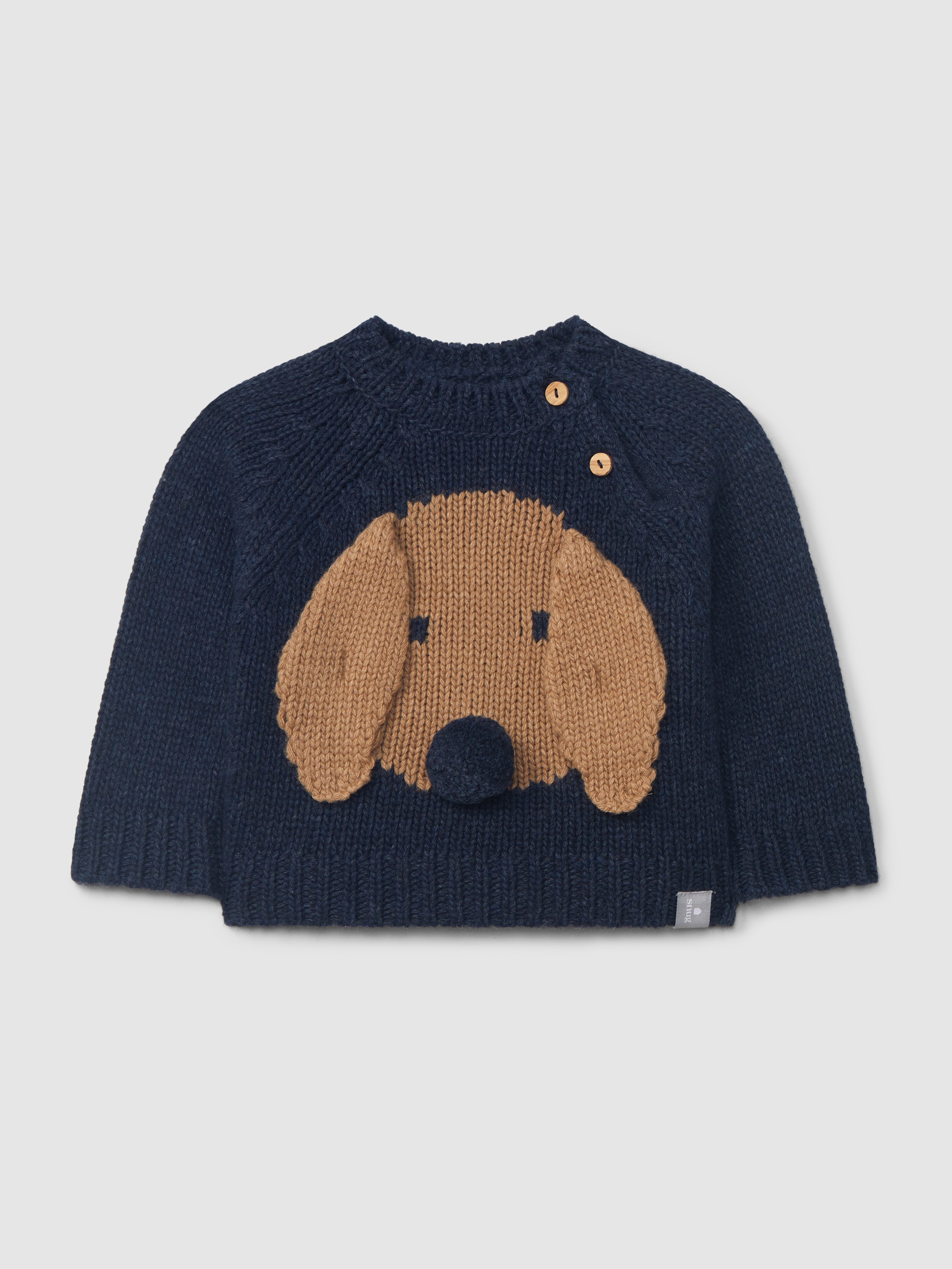 Pull tricoté chien en jacquard avec détails en relief
