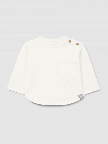 Camiseta de manga larga con bolsillo en algodón orgánico Camiseta de manga larga con bolsillo en algodón orgánico