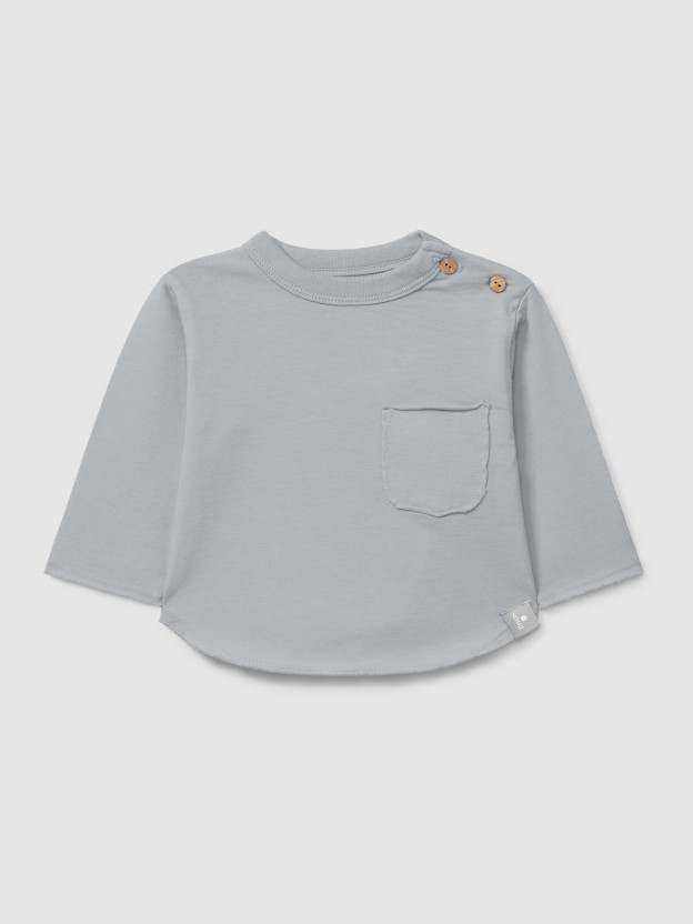 Camiseta de manga larga con bolsillo en algod�n org�nico