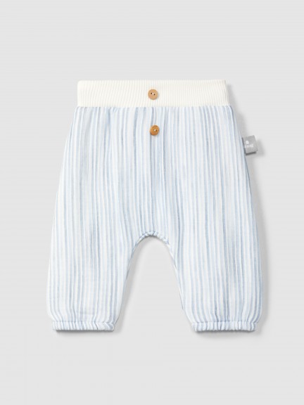 Pantalones pull-up en gasa con estampado Pantalones pull-up en gasa con estampado