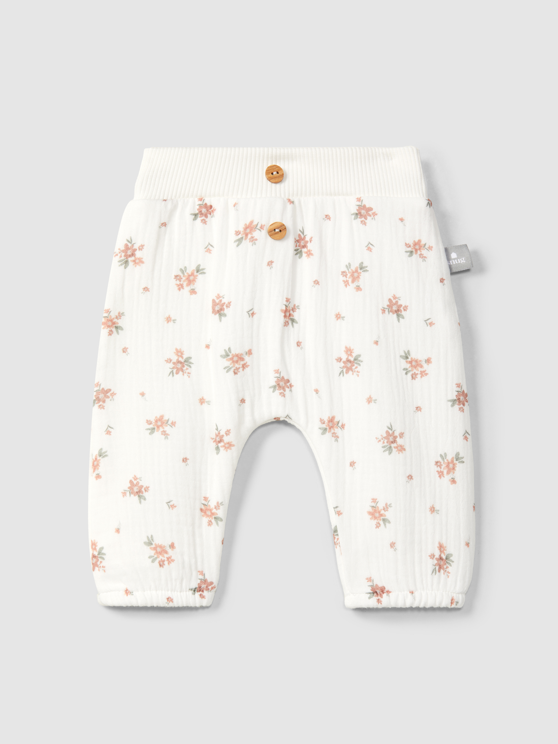 Calças pull-up em gaze estampada