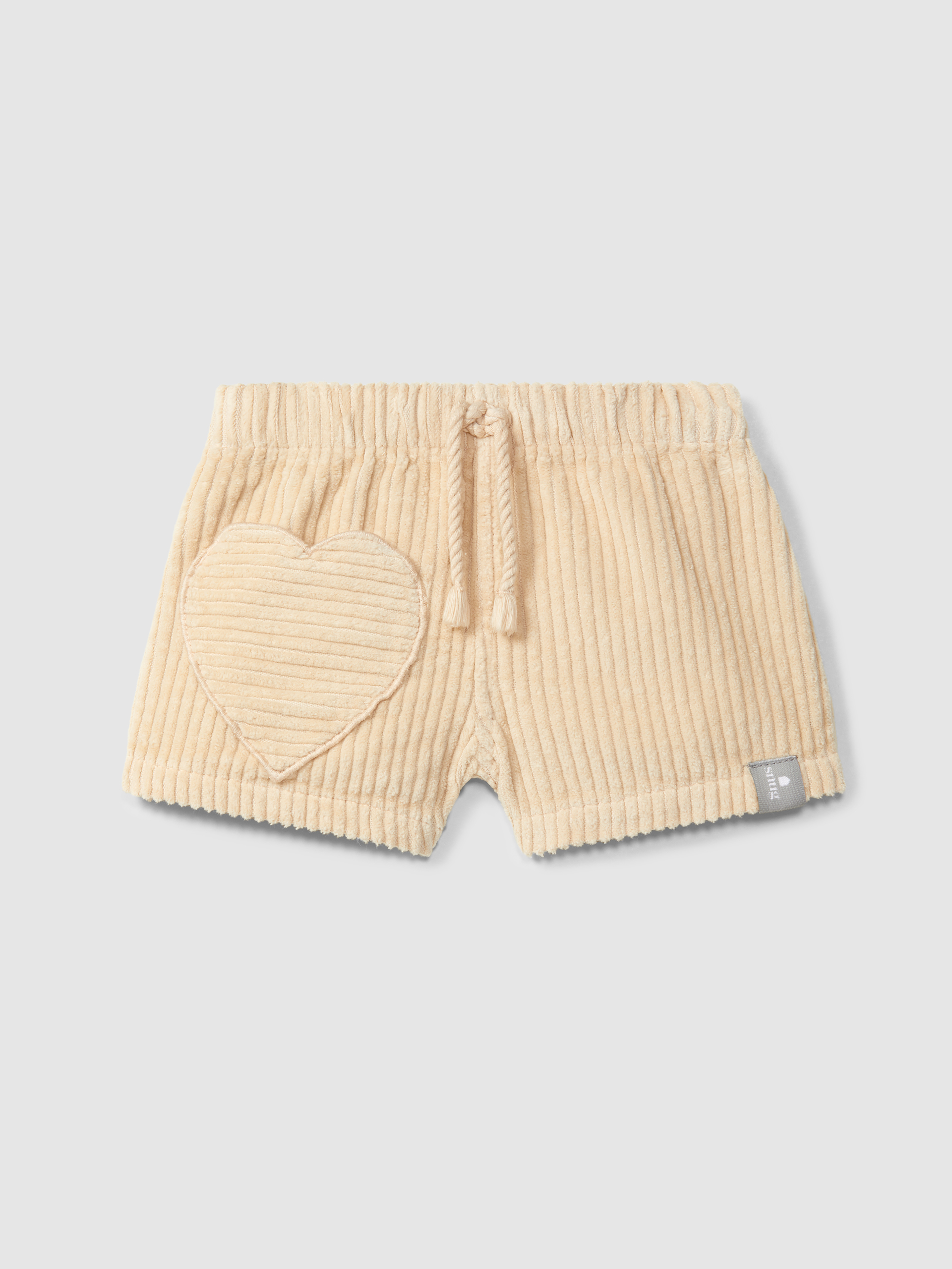 Calções pull-up em veludo canelado com bolso coração