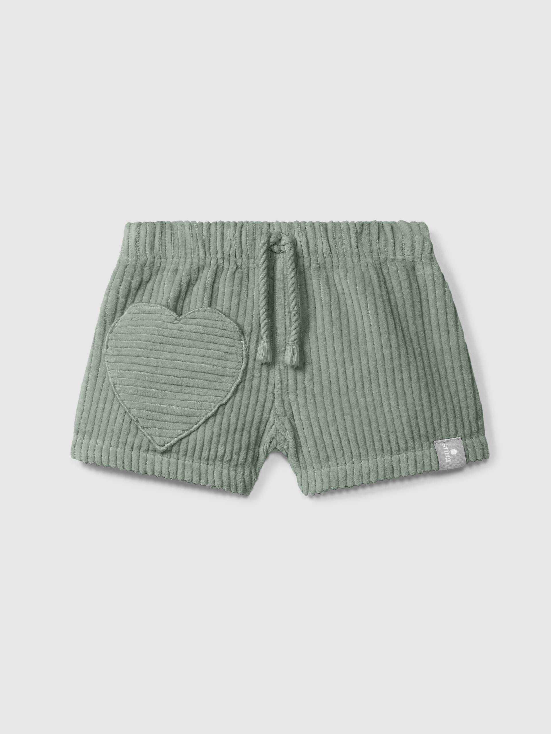 Calções pull-up em veludo canelado com bolso coração