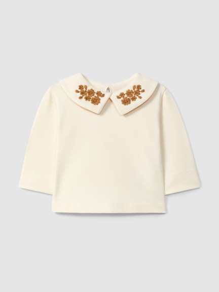Longsleeve à col fleurs brodées Longsleeve à col fleurs brodées