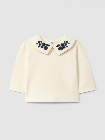 Longsleeve à col fleurs brodées Longsleeve à col fleurs brodées