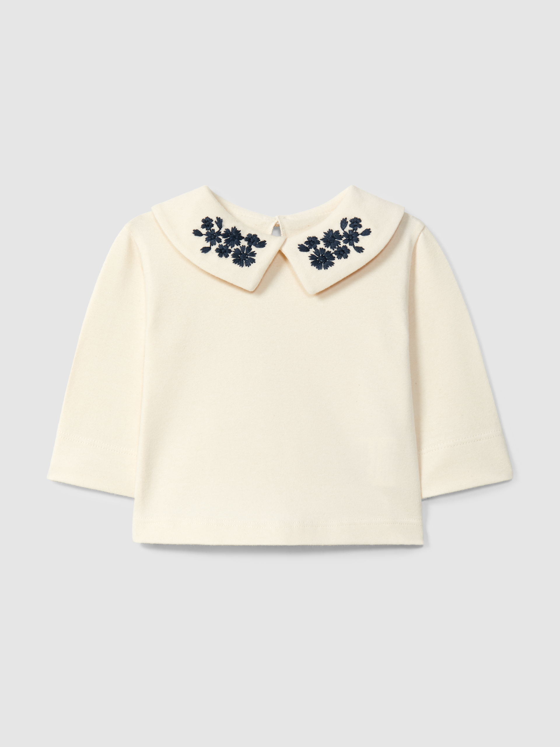 Longsleeve à col fleurs brodées
