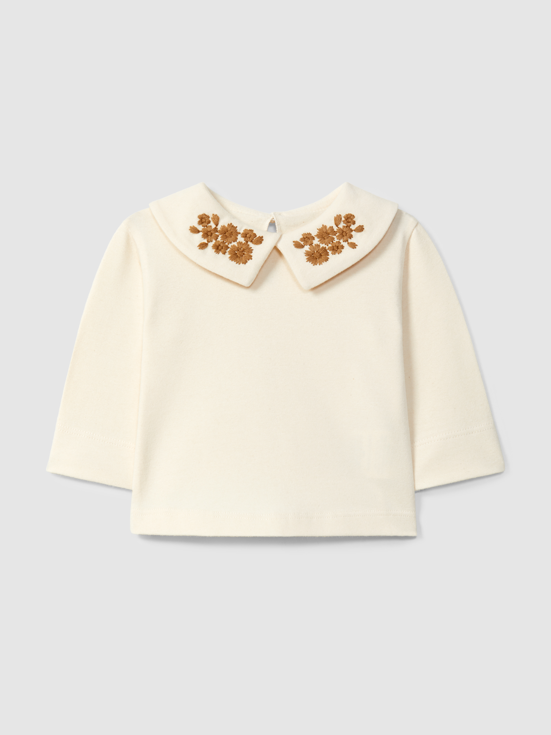 Longsleeve à col fleurs brodées