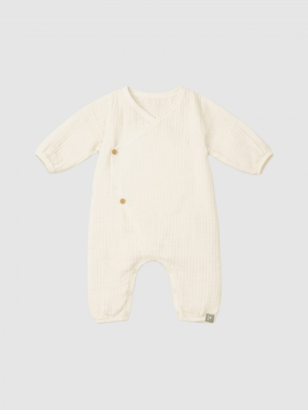 Petit ensemble croisé en gaze double avec remplissage en coton Petit ensemble croisé en gaze double avec remplissage en coton