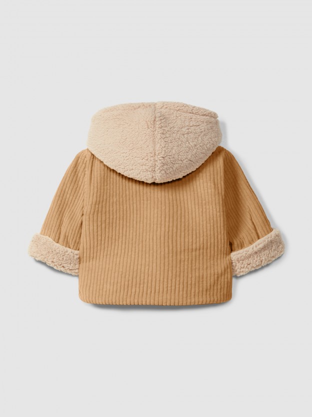 Gilet à capuche en velours cannelé avec poche Gilet à capuche en velours cannelé avec poche