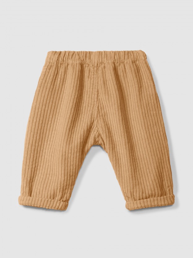 Pantalones pull-up en terciopelo acanalado con bolsillo Pantalones pull-up en terciopelo acanalado con bolsillo