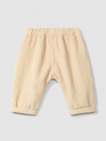 Calças pull-up em veludo canelado com bolso coração Calças pull-up em veludo canelado com bolso coração