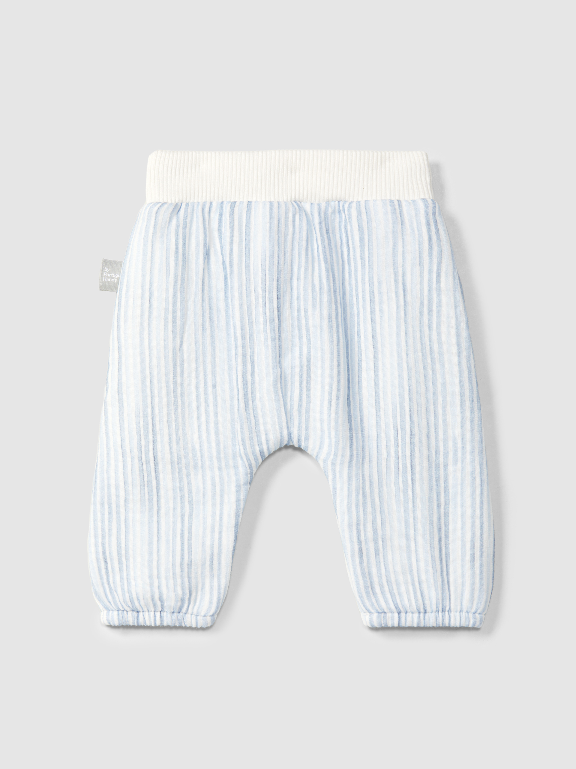 Calças pull-up em gaze estampada