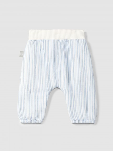 Pantalones pull-up en gasa con estampado Pantalones pull-up en gasa con estampado
