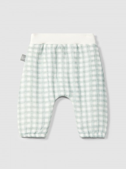 Pantalones pull-up en gasa con estampado Pantalones pull-up en gasa con estampado