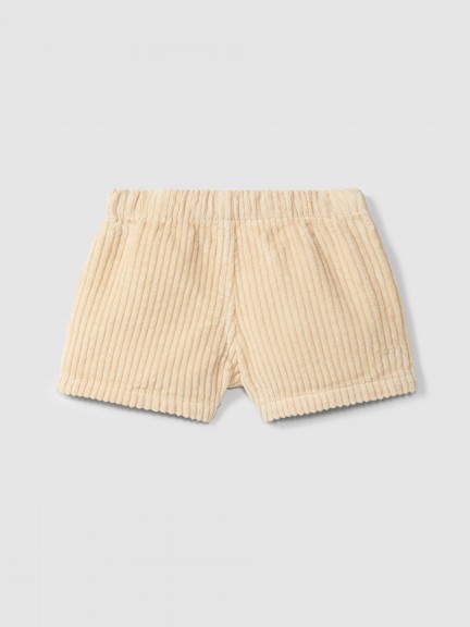 Calções pull-up em veludo canelado com bolso coração Calções pull-up em veludo canelado com bolso coração