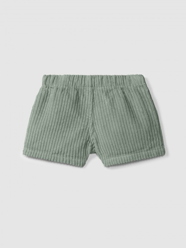 Cal��es pull-up em veludo canelado com bolso cora��o