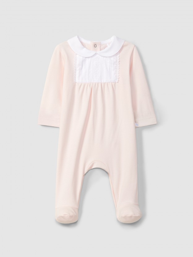 Babygrow pregas e renda delicada Babygrow pregas e renda delicada