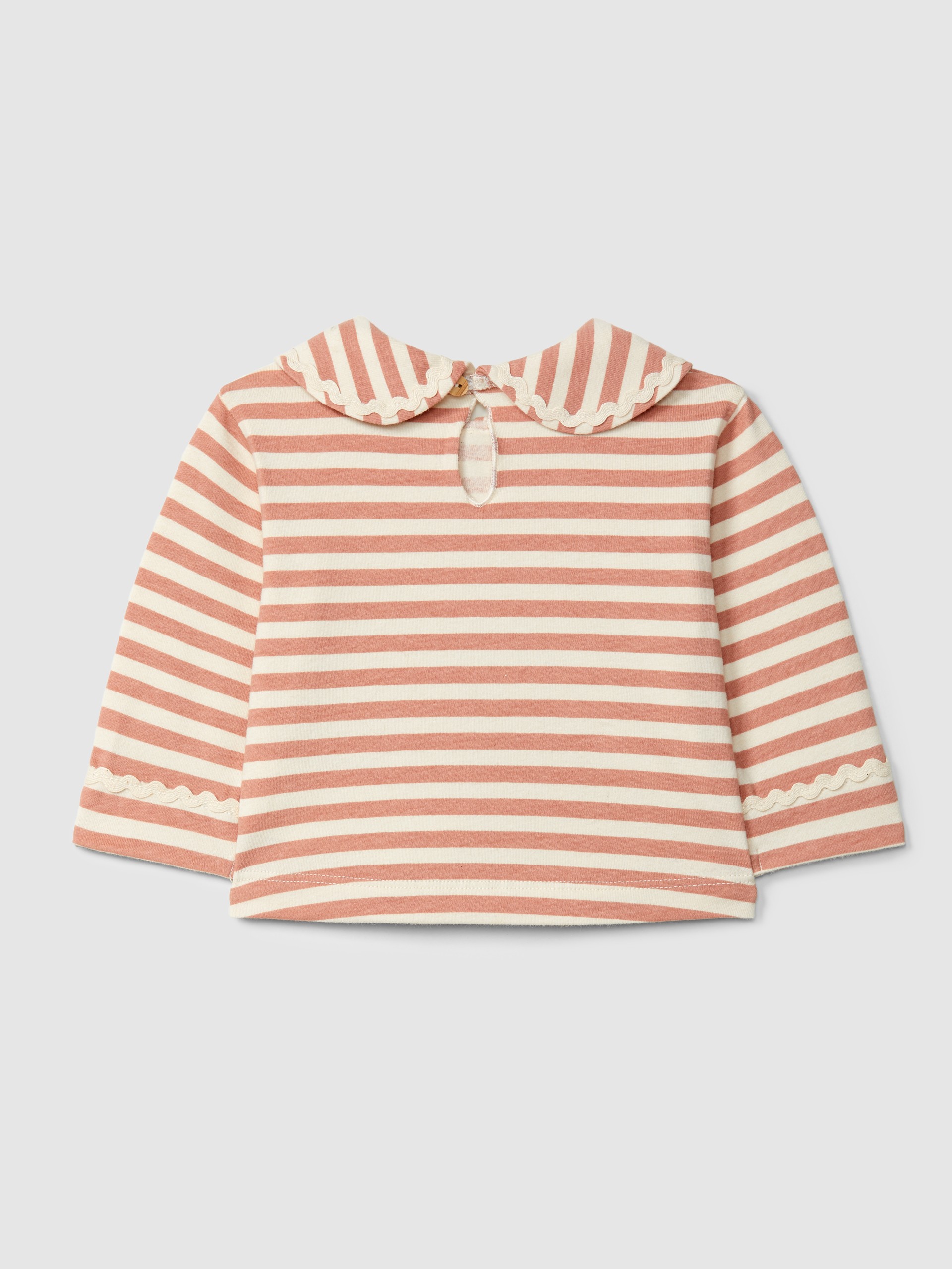 Camiseta de manga larga de rayas con detalle de picunela