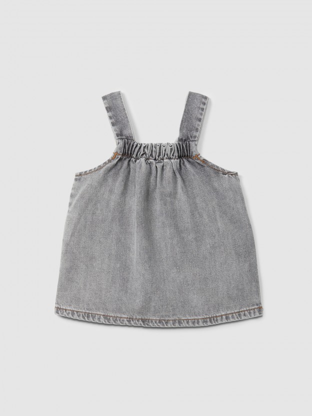 Jupe-salopette en denim en coton biologique Jupe-salopette en denim en coton biologique