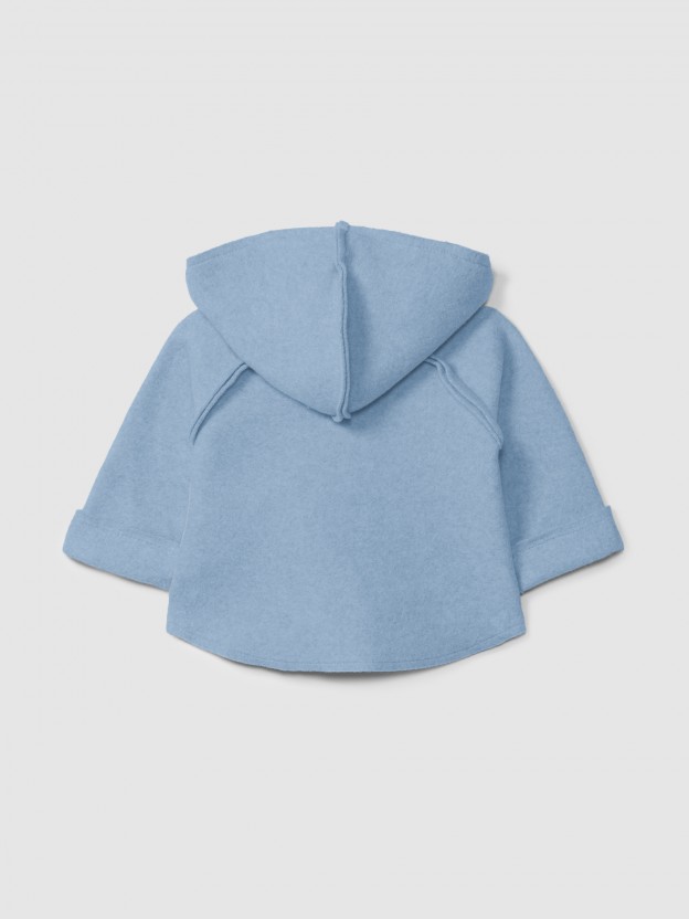 Hooded jacket in organic cotton fleece