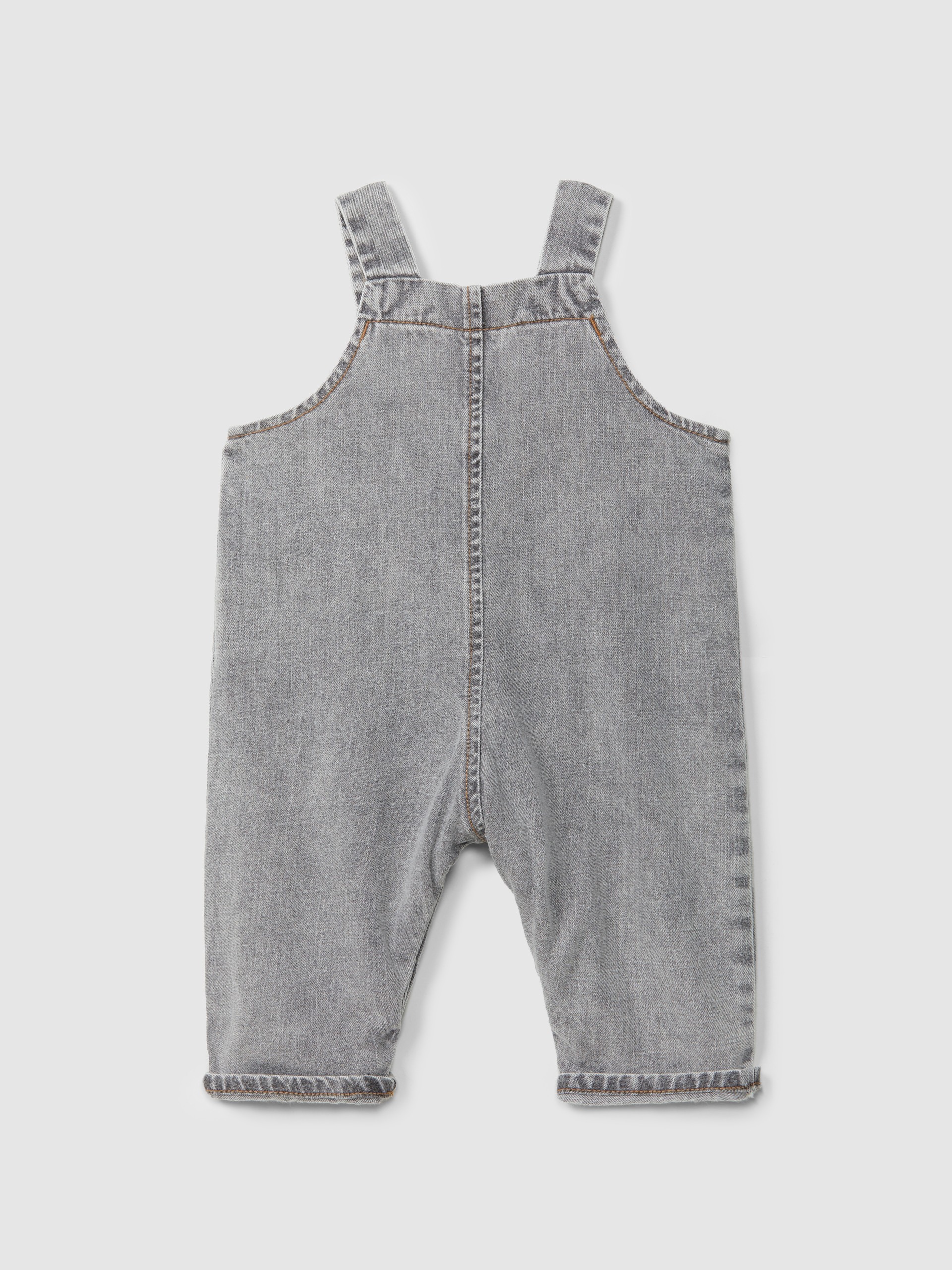 Organic cotton denim dungarees with embroidery detail