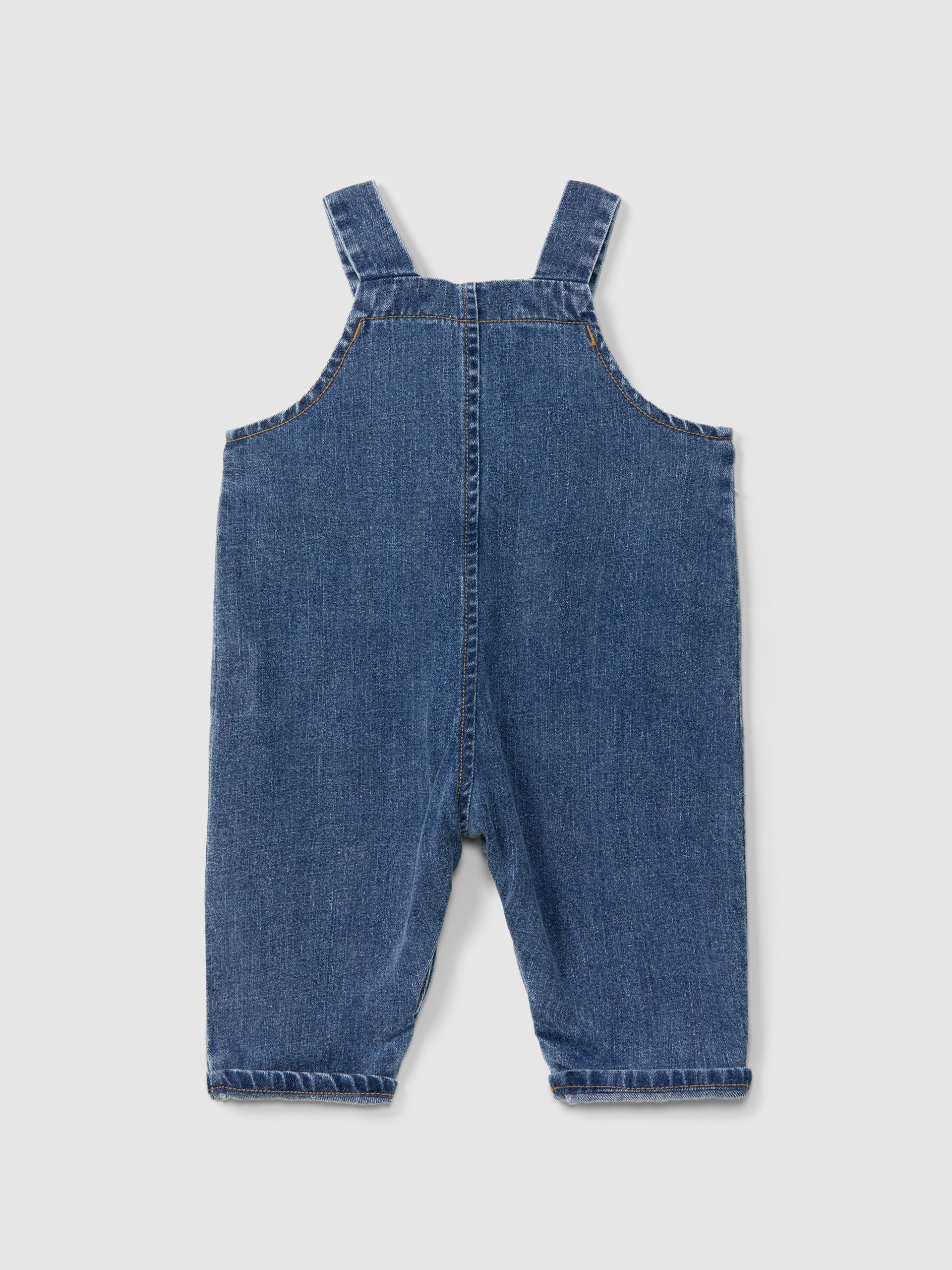 Organic cotton denim dungarees with embroidery detail