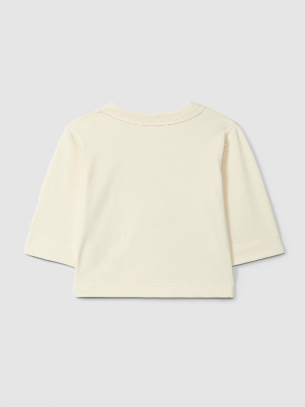 Printed longsleeve with fabric appliqu�
