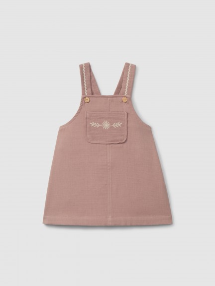 Pinafore dress with embroidered detail and rickrack Pinafore dress with embroidered detail and rickrack