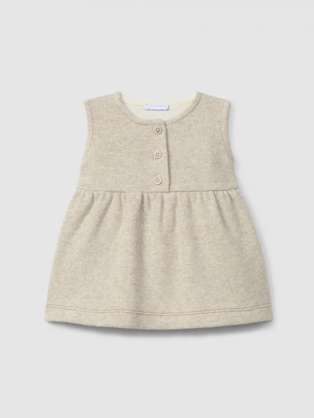 Double-layered jersey plain pinafore dress Double-layered jersey plain pinafore dress
