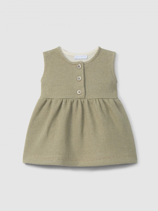 Double-layered jersey plain pinafore dress Double-layered jersey plain pinafore dress