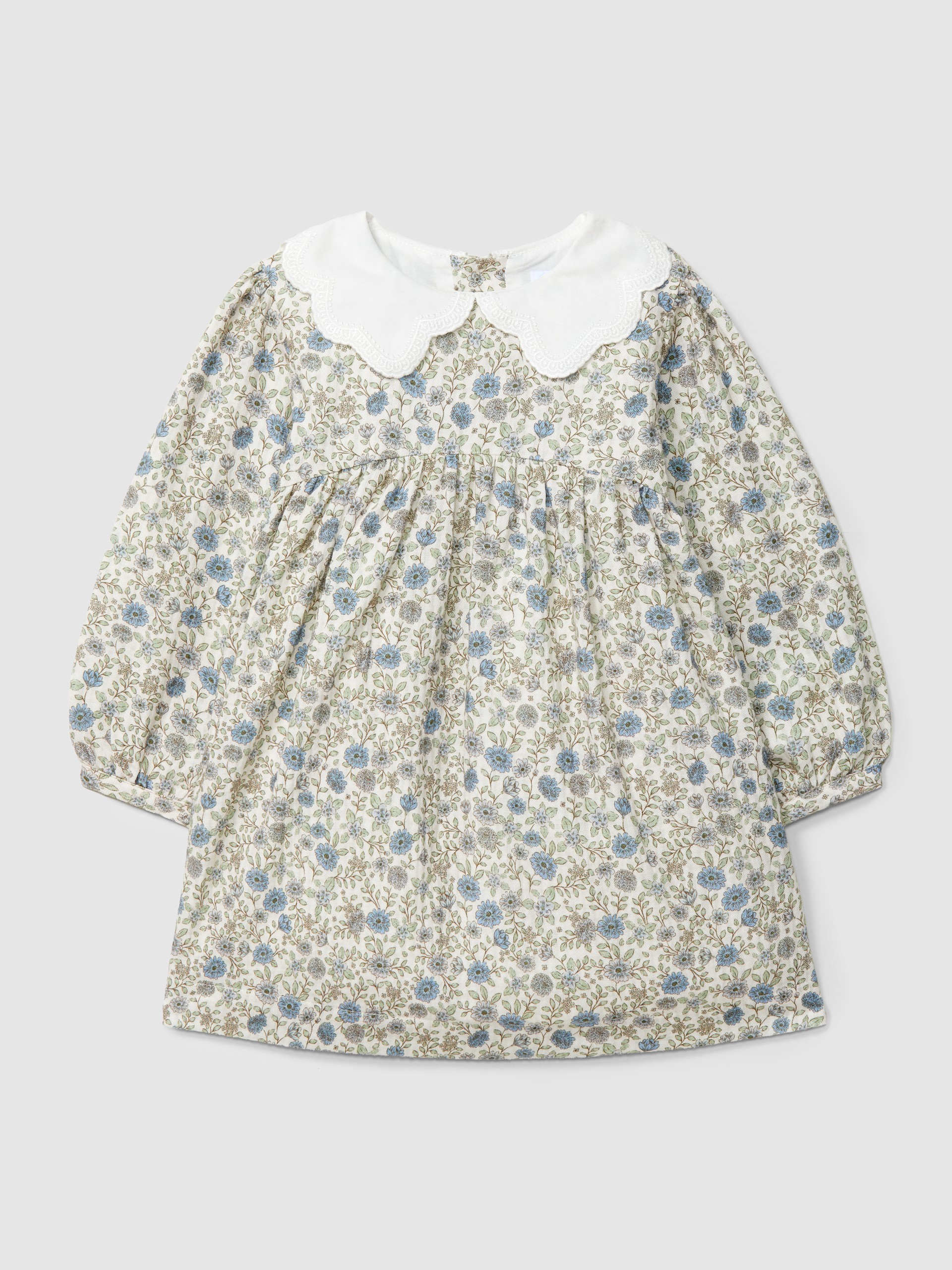 Vestido de flores con cuello bordado