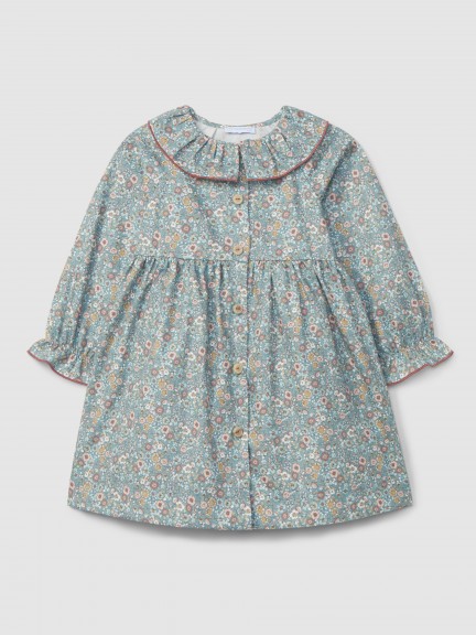 Dress flowers with ruffled collar