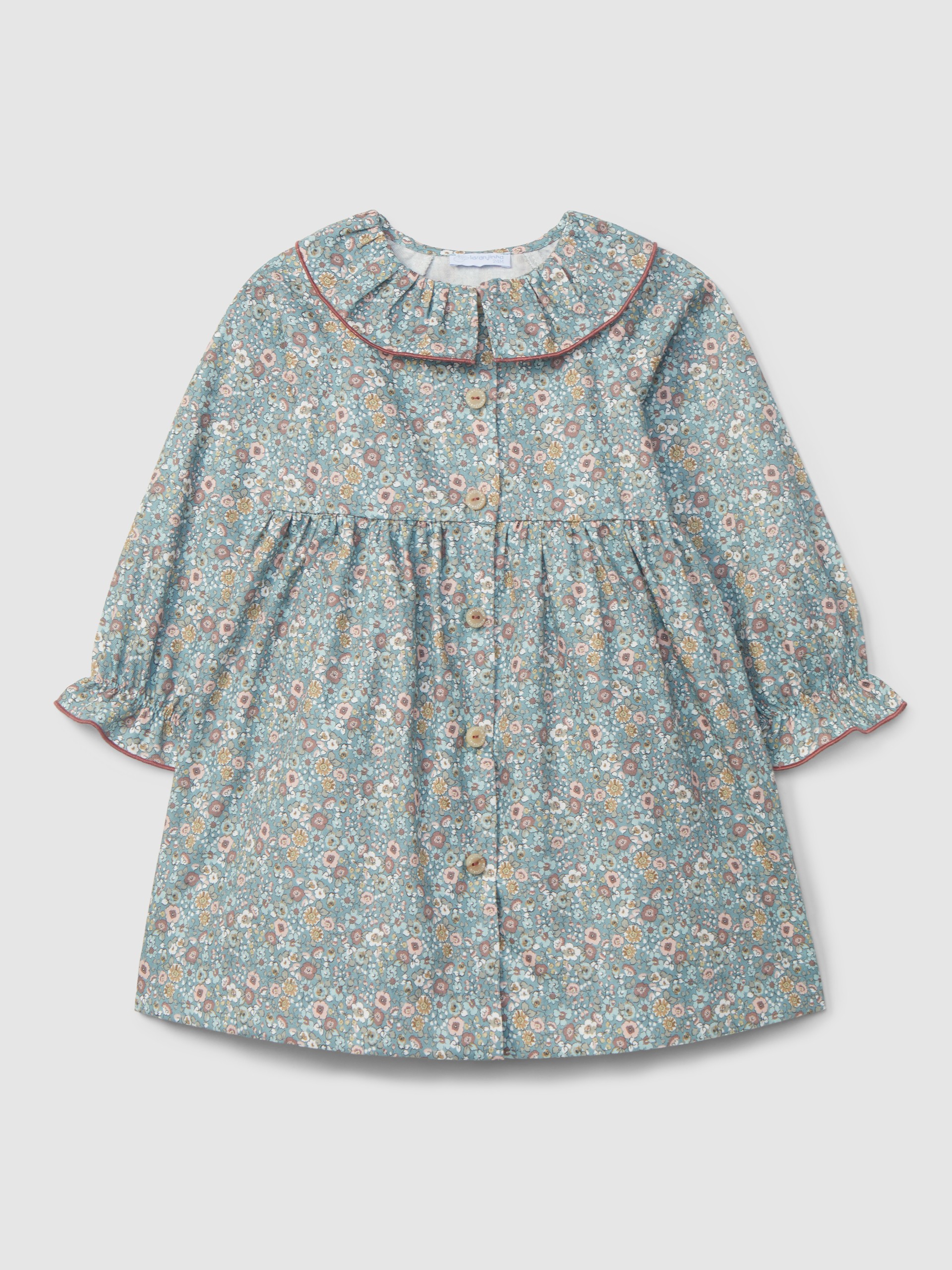 Dress flowers with ruffled collar