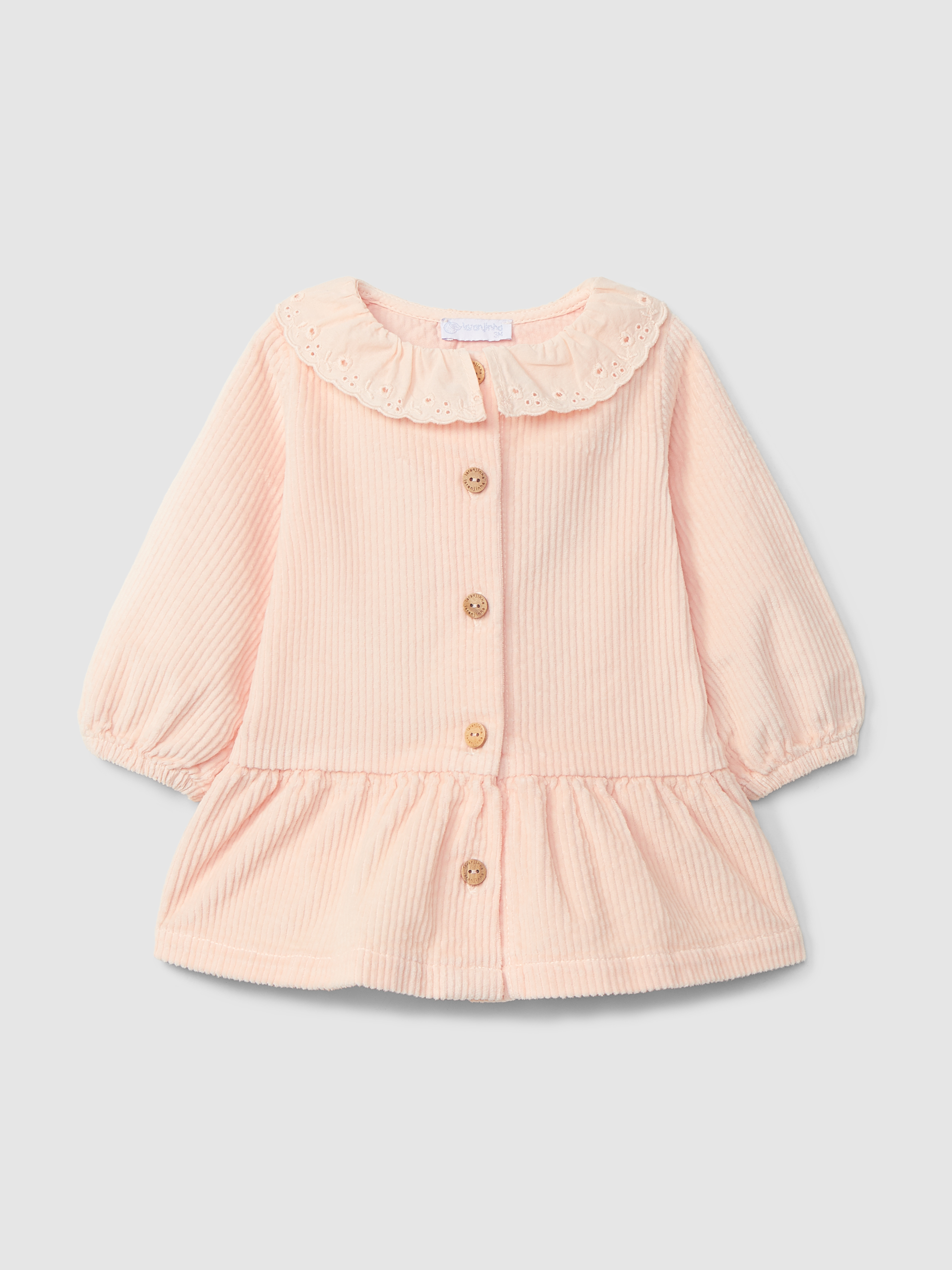 Dress corduroy ruffled collar English embroidery