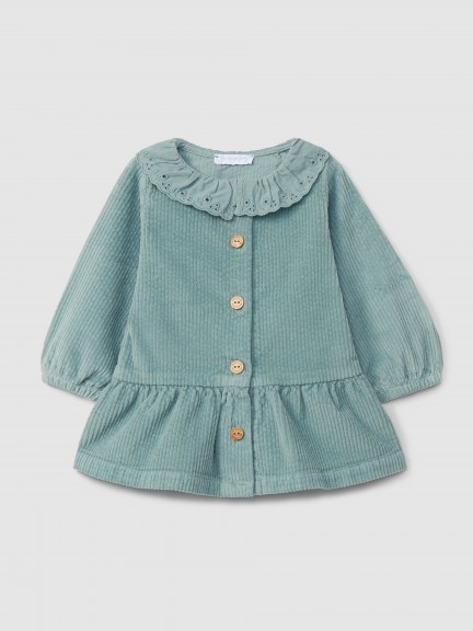 Dress corduroy ruffled collar English embroidery Dress corduroy ruffled collar English embroidery