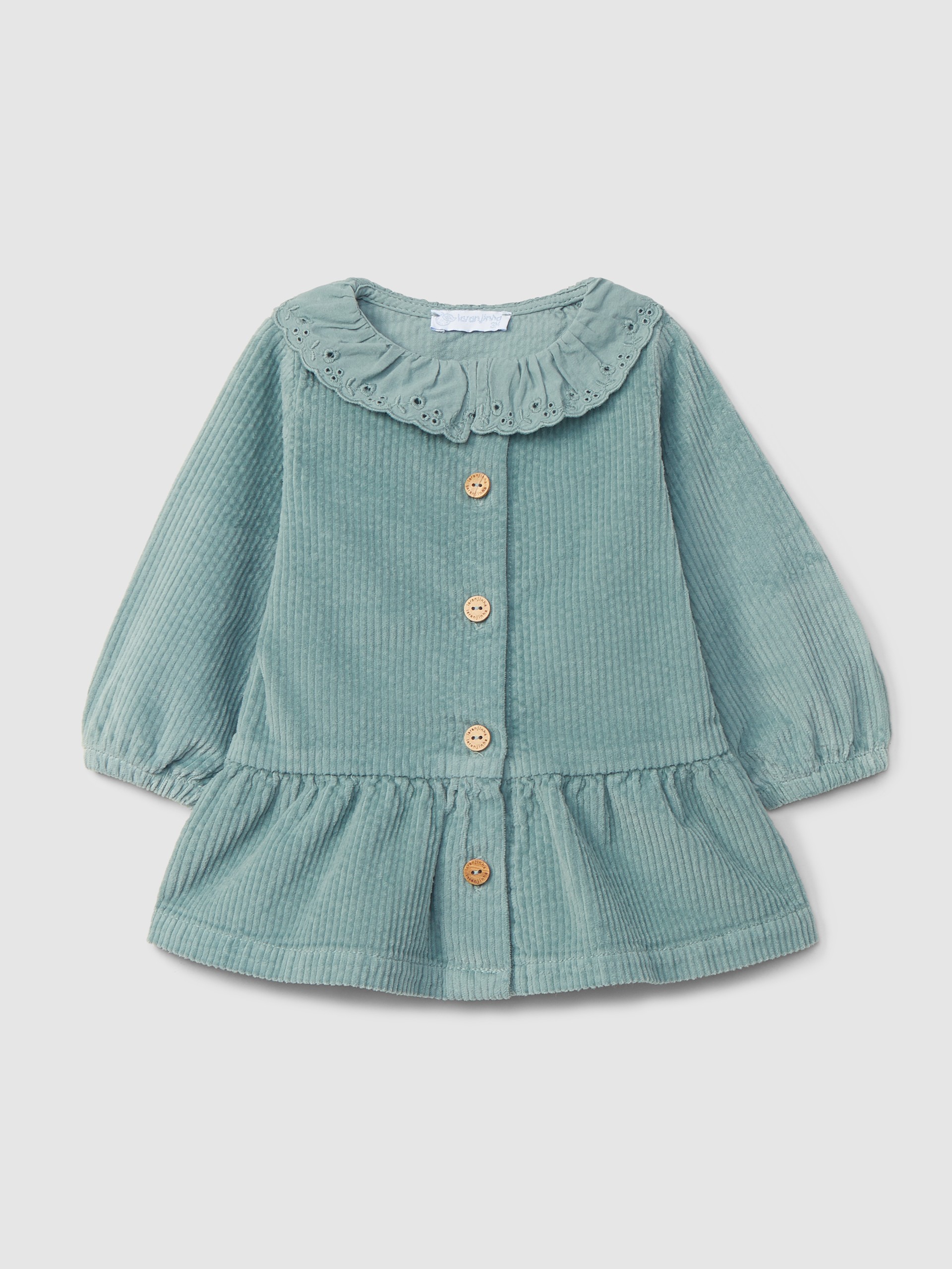 Dress corduroy ruffled collar English embroidery