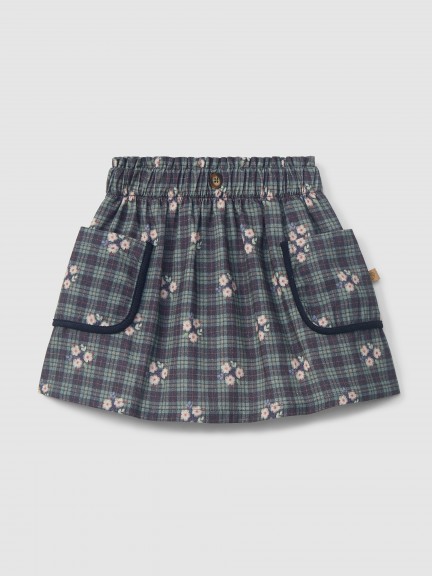 Print skirt with pockets