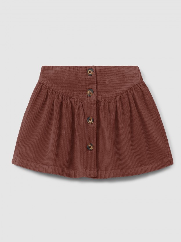 Pull-up corduroy skirt