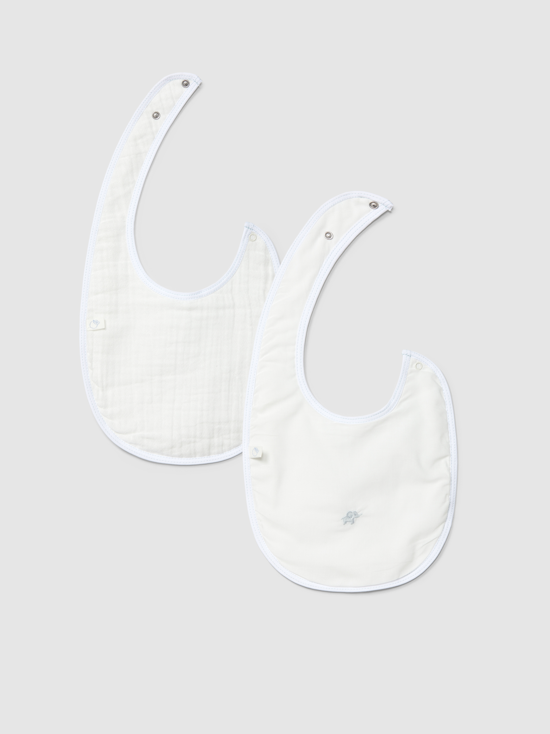 Lot de deux bavoirs en gaze et broderie
