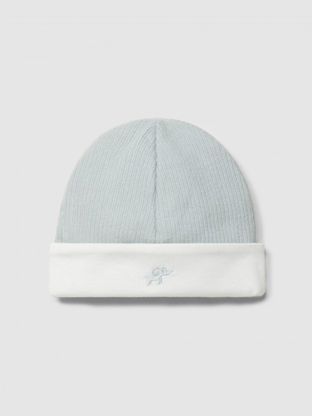 Organic cotton beanie with embroidered detail Organic cotton beanie with embroidered detail