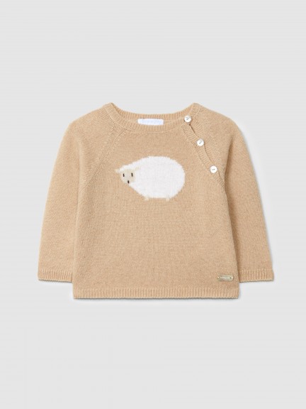 Camisa tricotada con intarsia figurativa