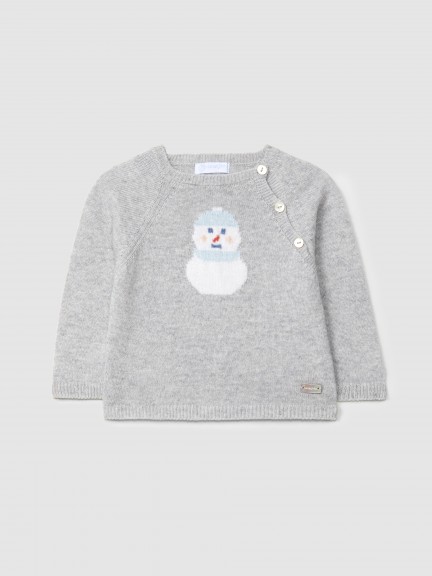 Knitted jumper with intarsia figure