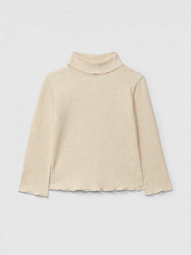 Ribbed jersey turtleneck pullover Ribbed jersey turtleneck pullover