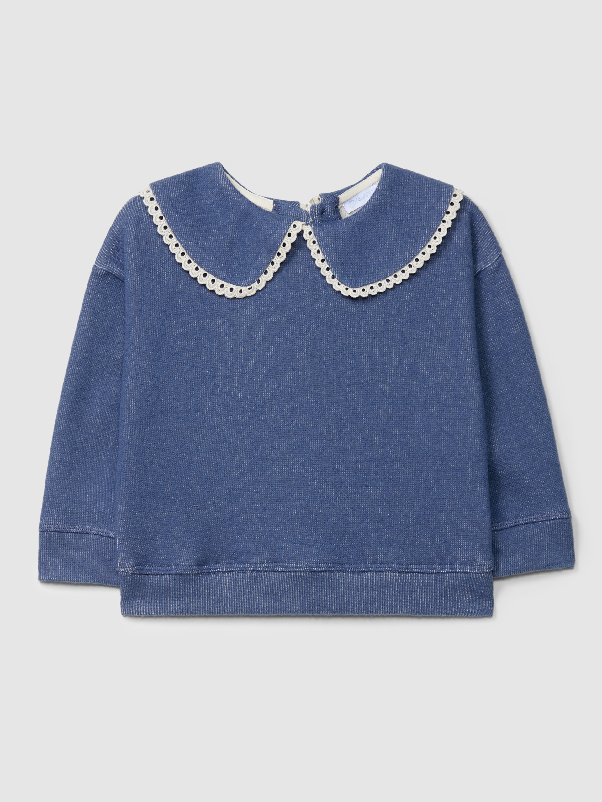 Sweatshirt em malha dupla com detalhe de renda